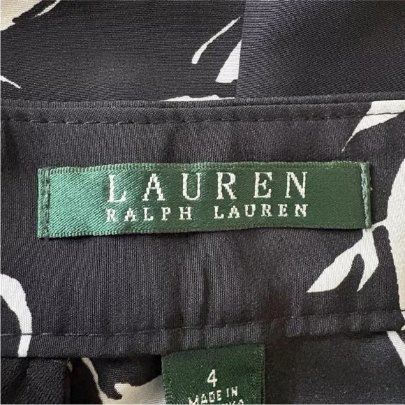 Lauren Ralph Lauren Black Pearl Floral Print Wide Leg Pants Womens Size 4 (1635) - Picture 5 of 6